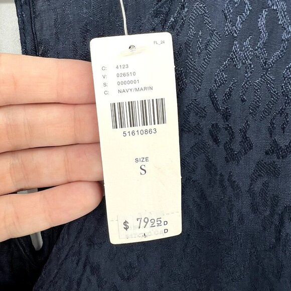 NWT Anthropologie Maeve Navy Blue Leopard Print Satin Wide Leg Jumpsuit Small - Picture 6 of 9